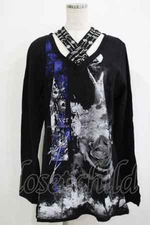 画像: SEX POT ReVeNGe / クロスネックカットソー L 黒×青 H-25-11-25-049-SP-TO-KB-ZH