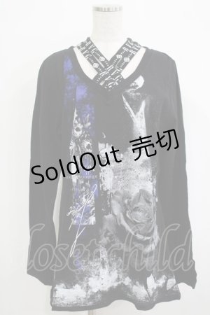 画像: SEX POT ReVeNGe / クロスネックカットソー L 黒×青 H-25-11-25-049-SP-TO-KB-ZH