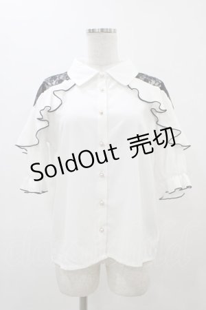 画像: NOEMIE / レース切替ラッフルブラウス M オフ H-25-11-25-1052-LO-BL-NS-ZH