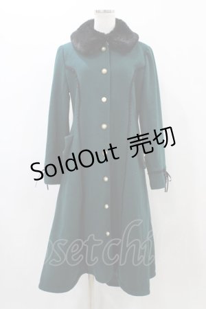画像: axes femme / ファー襟フィッシュテールコート M D.グリーン H-25-11-25-1060-AX-CO-NS-ZH