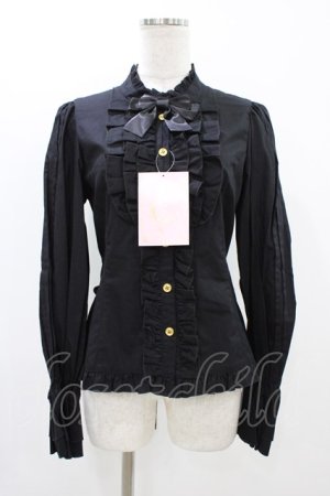 画像: metamorphose / スタンドカラーピンタックフリルブラウス サイズ1 ブラック H-25-11-25-1017-ME-BL-NS-ZH