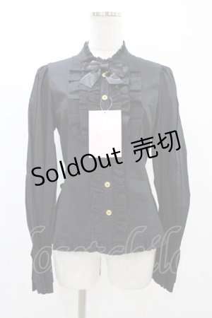 画像: metamorphose / スタンドカラーピンタックフリルブラウス サイズ1 ブラック H-25-11-25-1017-ME-BL-NS-ZH