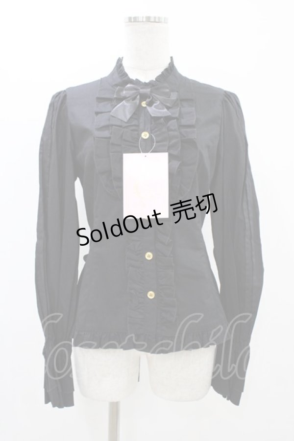 画像1: metamorphose / スタンドカラーピンタックフリルブラウス サイズ1 ブラック H-25-11-25-1017-ME-BL-NS-ZH (1)