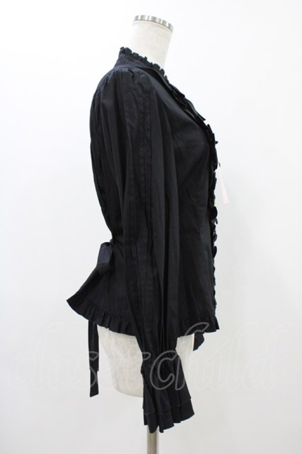 画像3: metamorphose / スタンドカラーピンタックフリルブラウス サイズ1 ブラック H-25-11-25-1017-ME-BL-NS-ZH (3)