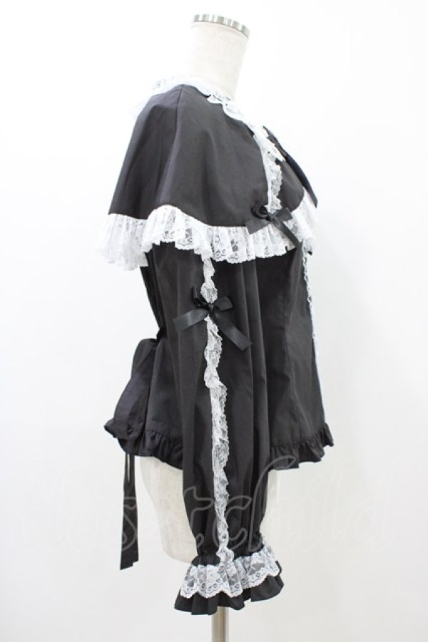 画像3: metamorphose / ケープ付き丸襟ブラウス サイズ1 ブラック H-25-11-25-1018-ME-BL-NS-ZH (3)
