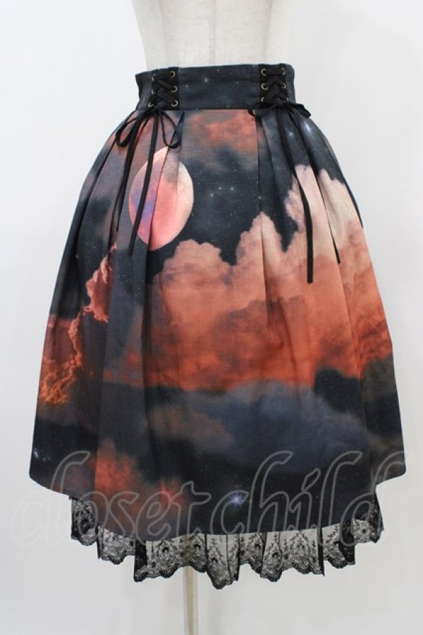 画像1: axes femme / セレナーデプリントスカート Free ブラック H-25-11-25-1032-AX-SK-NS-ZH (1)