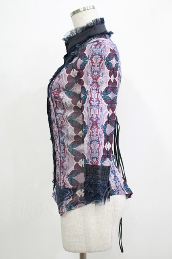 画像2: Ozz oneste / プリントメッシュブラウス  グレー H-25-11-25-051-OO-BL-KB-ZH (2)