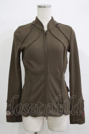 画像: Ozz oneste / チャイナボタンZIPカーデ  カーキ H-25-11-25-053-OO-TO-KB-ZH