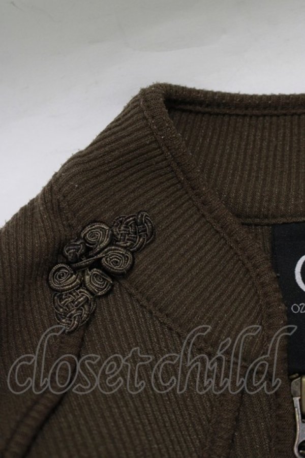 画像4: Ozz oneste / チャイナボタンZIPカーデ  カーキ H-25-11-25-053-OO-TO-KB-ZH (4)