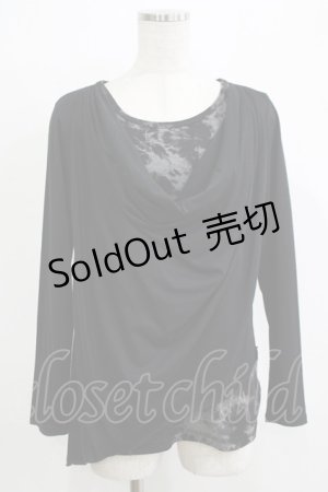 画像: ALGONQUINS / ドレープレイヤード風カットソー  ブラック H-25-11-25-055-AL-TO-KB-ZH