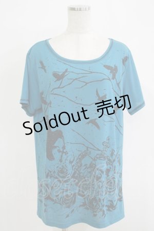 画像: ALGONQUINS / プリント半袖カットソー  ブルー H-25-11-25-059-AL-TO-KB-ZH