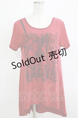 画像: ALGONQUINS / ZIPプリントロングカットソー  赤 H-25-11-25-062-AL-TO-KB-ZH