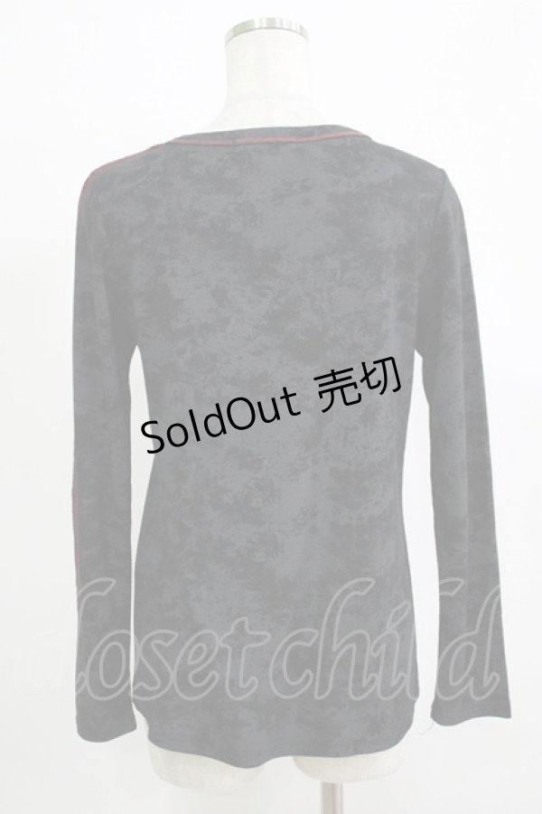 画像3: ALGONQUINS / ロゴクラウン刺繍カットソー  黒×赤 H-25-11-25-064-AL-TO-KB-ZH (3)