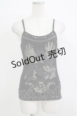 画像: OZZ ANGELO / プリントキャミソール  黒 H-25-11-25-067-OO-TO-KB-ZH