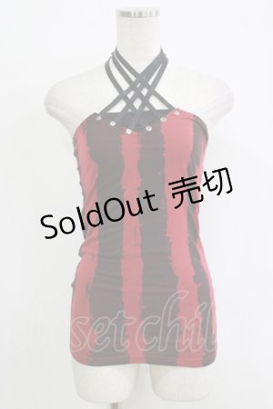 画像: 【SALE】SEX POT ReVeNGe / クロスホルターキャミ  黒×赤 H-25-11-25-069-SP-TO-KB-ZT468