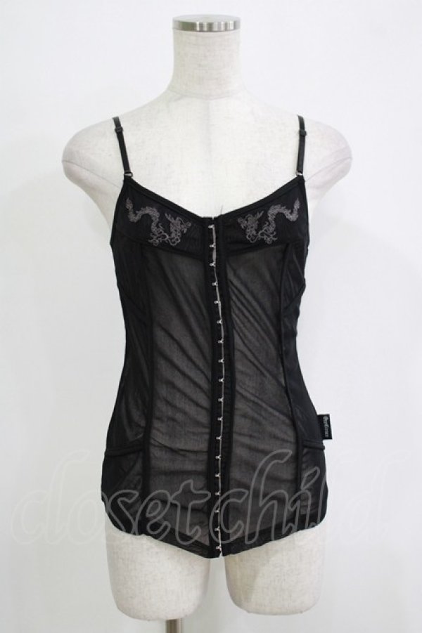 画像1: Ozz Croce / 刺繍メッシュキャミソール  ブラック H-25-11-25-070-OO-TO-KB-ZH (1)