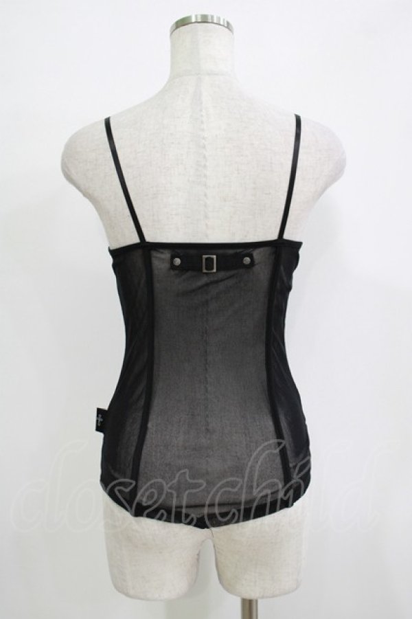 画像3: Ozz Croce / 刺繍メッシュキャミソール  ブラック H-25-11-25-070-OO-TO-KB-ZH (3)