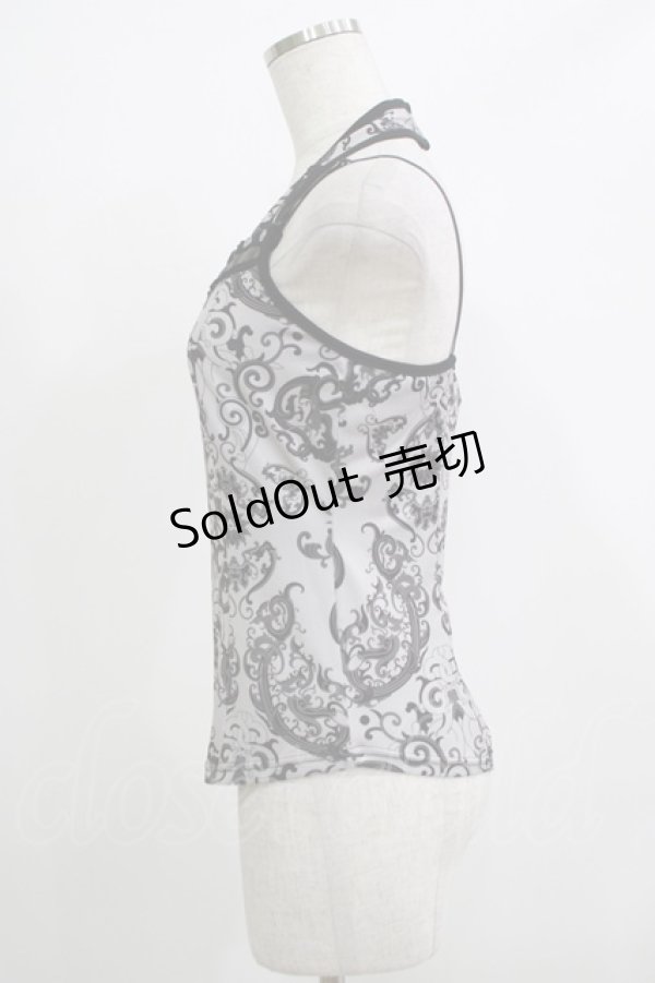 画像2: 【SALE】Ozz Croce / ホルター付総柄キャミソール  グレー H-25-11-25-071-OO-TO-KB-ZT470 (2)