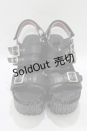 画像: YOSUKE / 厚底サンダル L ブラック H-25-11-25-073-PU-SH-KB-ZH