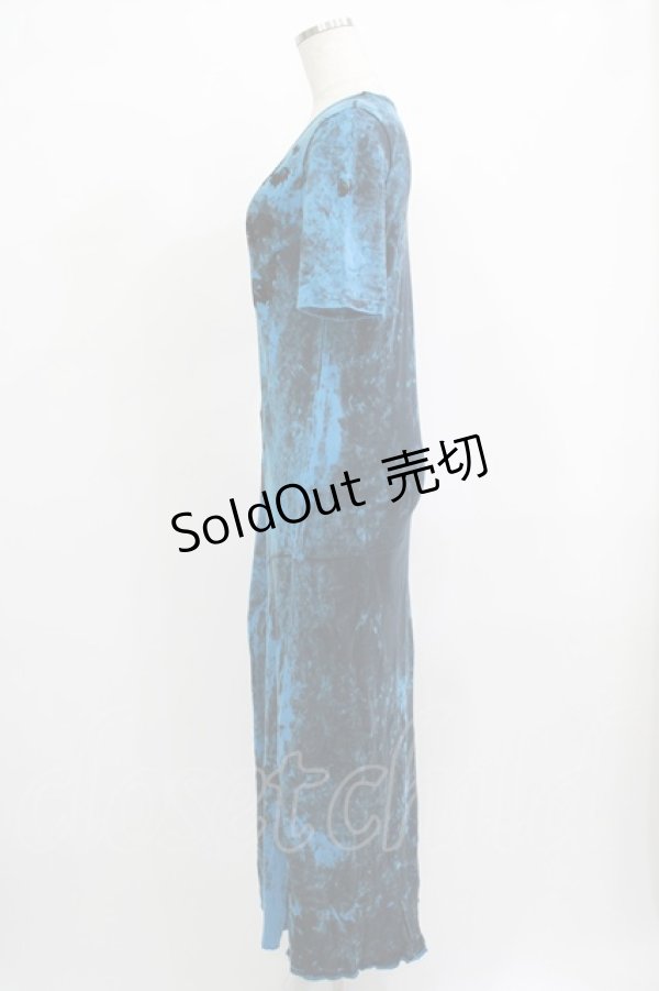 画像2: 【SALE】ALGONQUINS / イレギュラースリットロングワンピース  青 H-25-11-25-013-AL-OP-KB-ZT466 (2)