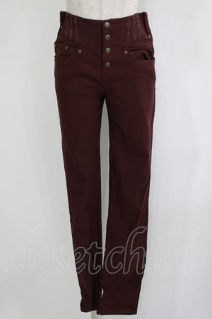 画像: OZZ ANGELO / ウエスト刺繍パンツ  ボルドー H-25-11-25-018-OO-PA-KB-ZH