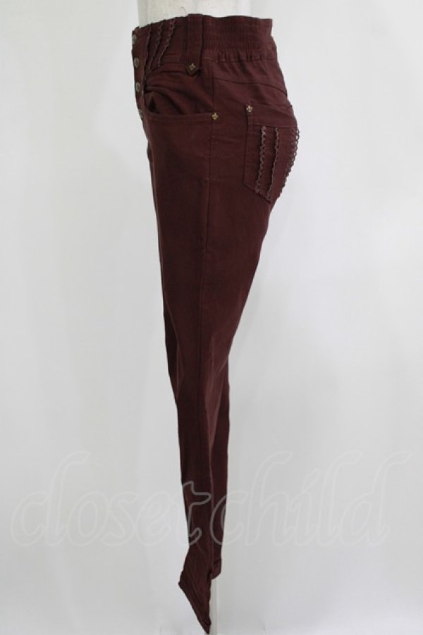 画像2: OZZ ANGELO / ウエスト刺繍パンツ  ボルドー H-25-11-25-018-OO-PA-KB-ZH (2)