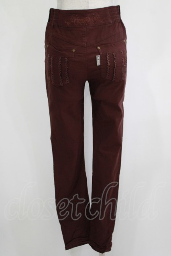画像3: OZZ ANGELO / ウエスト刺繍パンツ  ボルドー H-25-11-25-018-OO-PA-KB-ZH (3)