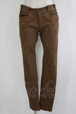 画像: OZZ ANGELO / 刺繍ポケットパンツ  ブラウン H-25-11-25-019-OO-PA-KB-ZH