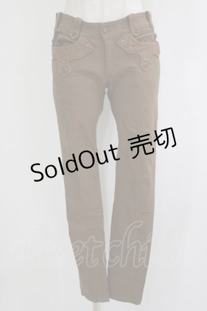 画像: OZZ ANGELO / 刺繍ポケットパンツ  ブラウン H-25-11-25-019-OO-PA-KB-ZH