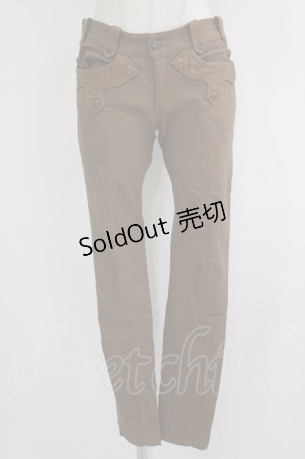 画像1: OZZ ANGELO / 刺繍ポケットパンツ  ブラウン H-25-11-25-019-OO-PA-KB-ZH (1)