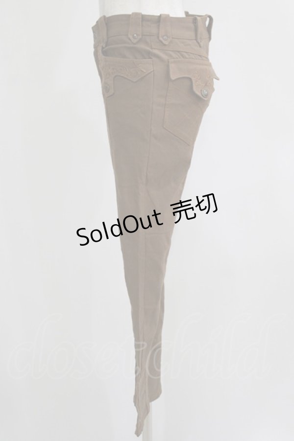 画像2: OZZ ANGELO / 刺繍ポケットパンツ  ブラウン H-25-11-25-019-OO-PA-KB-ZH (2)