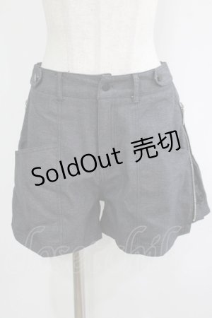 画像: NieR Clothing / サイドZIP刺繍ショートパンツ F グレー H-25-11-25-023-PU-PA-KB-ZH