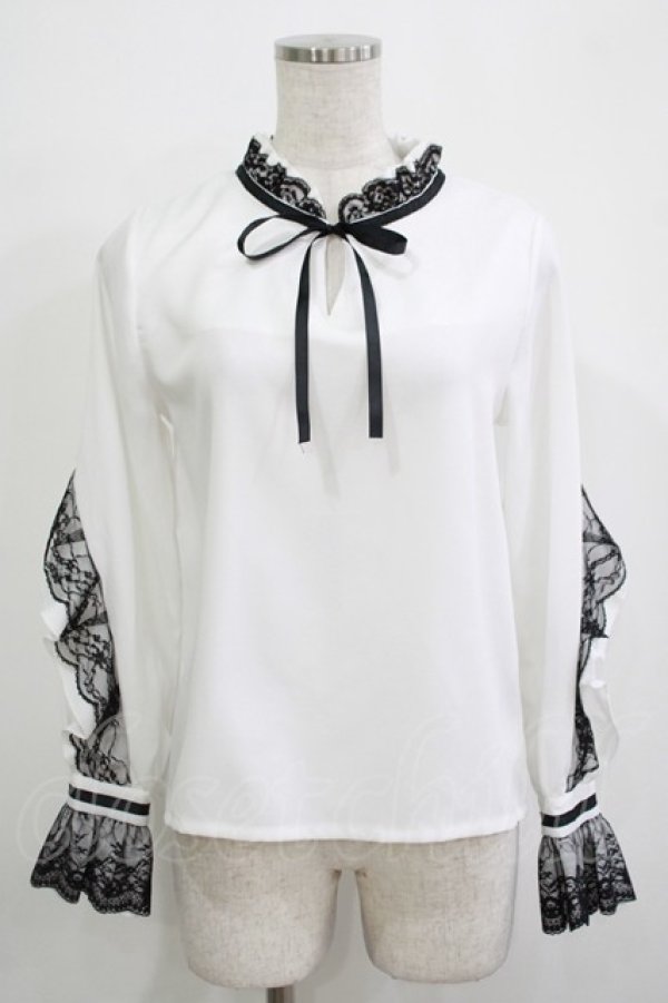 画像1: Amilige / レースフリルブラウス  白 H-25-11-25-025-PU-BL-KB-ZH (1)