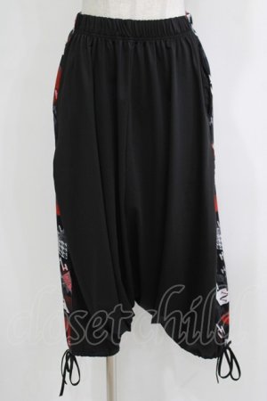 画像: NieR Clothing / プリント切替サルエルパンツ  黒 H-25-11-26-025-PU-PA-KB-ZH