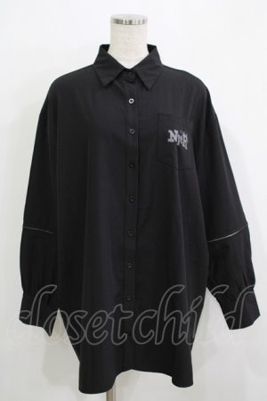 画像: NieR Clothing / ZIP切替シャツ  ブラック H-25-11-26-033-PU-BL-KB-ZH