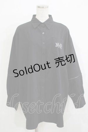 画像: NieR Clothing / ZIP切替シャツ  ブラック H-25-11-26-033-PU-BL-KB-ZH