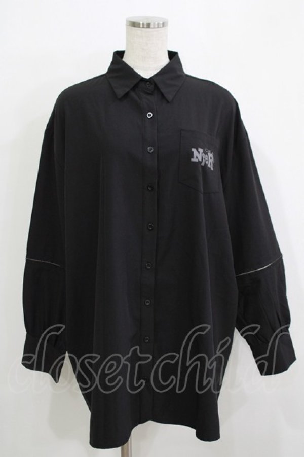 画像1: NieR Clothing / ZIP切替シャツ  ブラック H-25-11-26-033-PU-BL-KB-ZH (1)