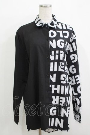 画像: NieR Clothing / プリント切替シャツ  黒 H-25-11-26-034-PU-BL-KB-ZH