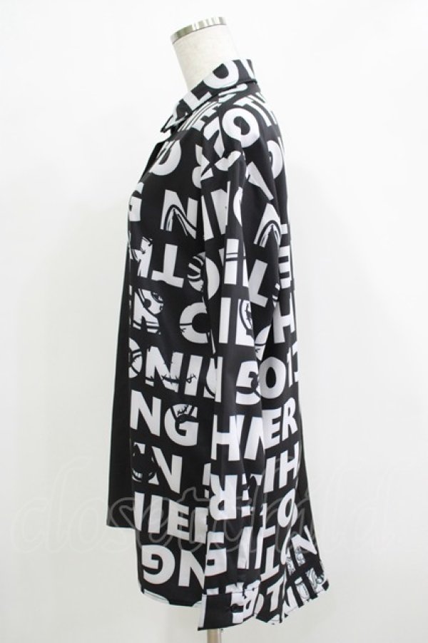 画像2: NieR Clothing / プリント切替シャツ  黒 H-25-11-26-034-PU-BL-KB-ZH (2)