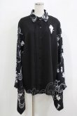 画像1: NieR Clothing / 着物風袖ブロッキングシャツ  ブラック H-25-11-26-035-PU-BL-KB-ZH (1)
