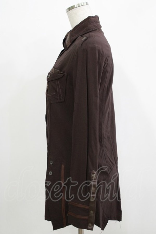 画像2: Ozz Croce / クロスボタンロングブラウス  茶 H-25-11-26-036-OO-BL-KB-ZH (2)