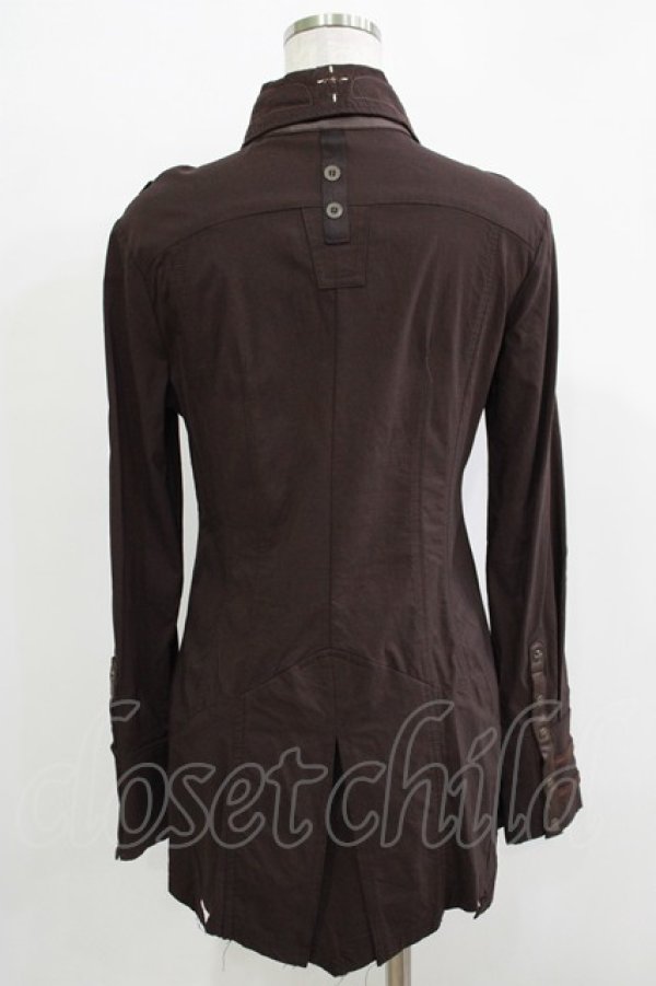 画像3: Ozz Croce / クロスボタンロングブラウス  茶 H-25-11-26-036-OO-BL-KB-ZH (3)