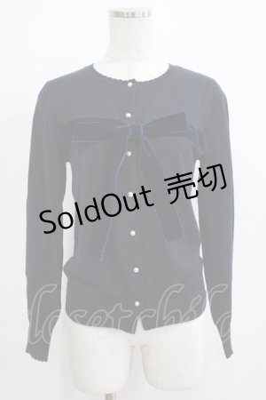 画像: Jane Marple / ベルベットリボンカーディガン  ネイビー H-25-11-26-038-JM-TO-KB-ZH