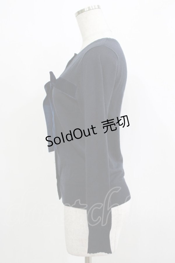 画像2: Jane Marple / ベルベットリボンカーディガン  ネイビー H-25-11-26-038-JM-TO-KB-ZH (2)