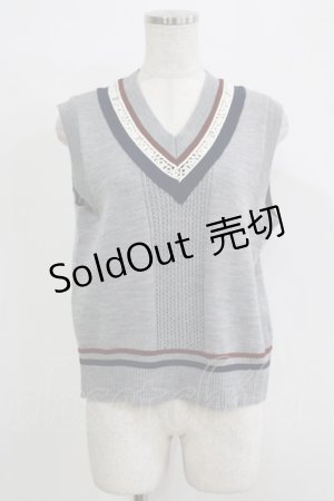 画像: Jane Marple / Logo lace cricket vest  mix gray H-25-11-26-040-JM-TO-KB-ZH
