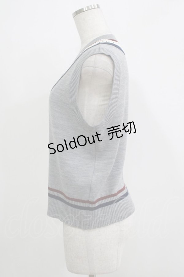 画像2: Jane Marple / Logo lace cricket vest  mix gray H-25-11-26-040-JM-TO-KB-ZH (2)