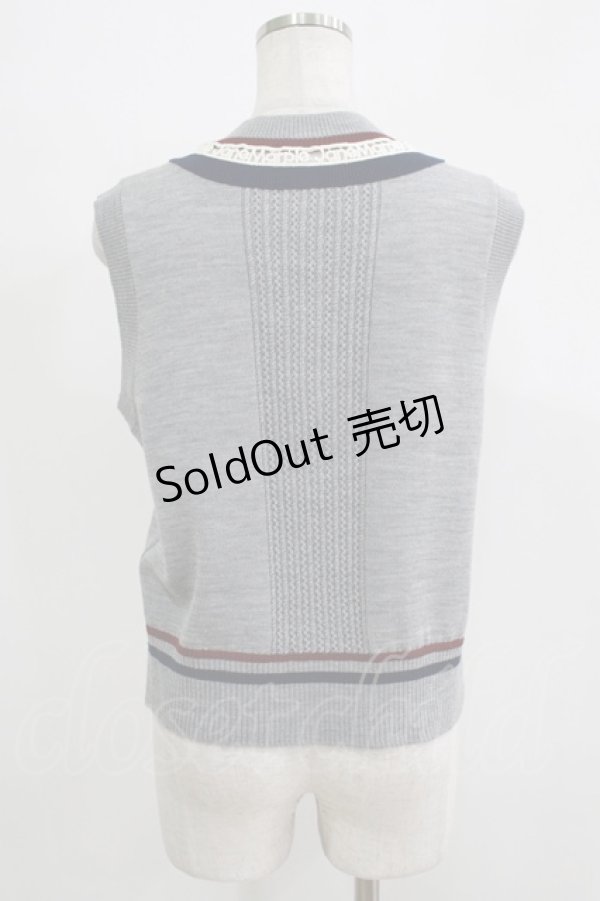 画像3: Jane Marple / Logo lace cricket vest  mix gray H-25-11-26-040-JM-TO-KB-ZH (3)