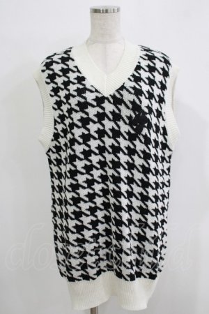 画像: NieR Clothing / ニットベスト  千鳥柄（白×黒） H-25-11-26-041-PU-TO-KB-ZH