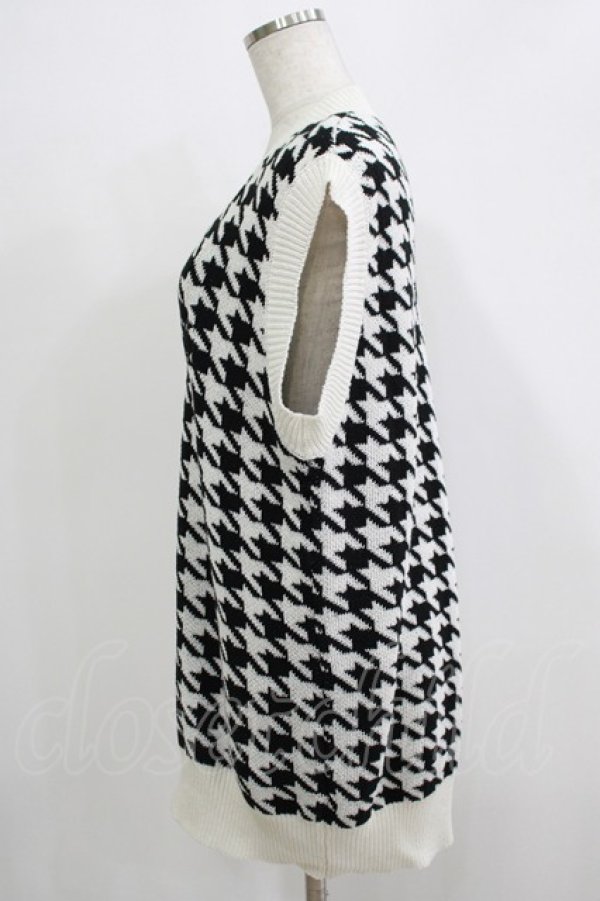 画像2: NieR Clothing / ニットベスト  千鳥柄（白×黒） H-25-11-26-041-PU-TO-KB-ZH (2)