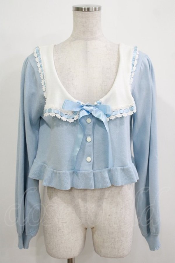 画像1: Moi-meme-Moitie / ヘーメラーセーラーカーディガン  サックスブルー×オフホワイト H-25-11-26-042-MO-TO-KB-ZH (1)